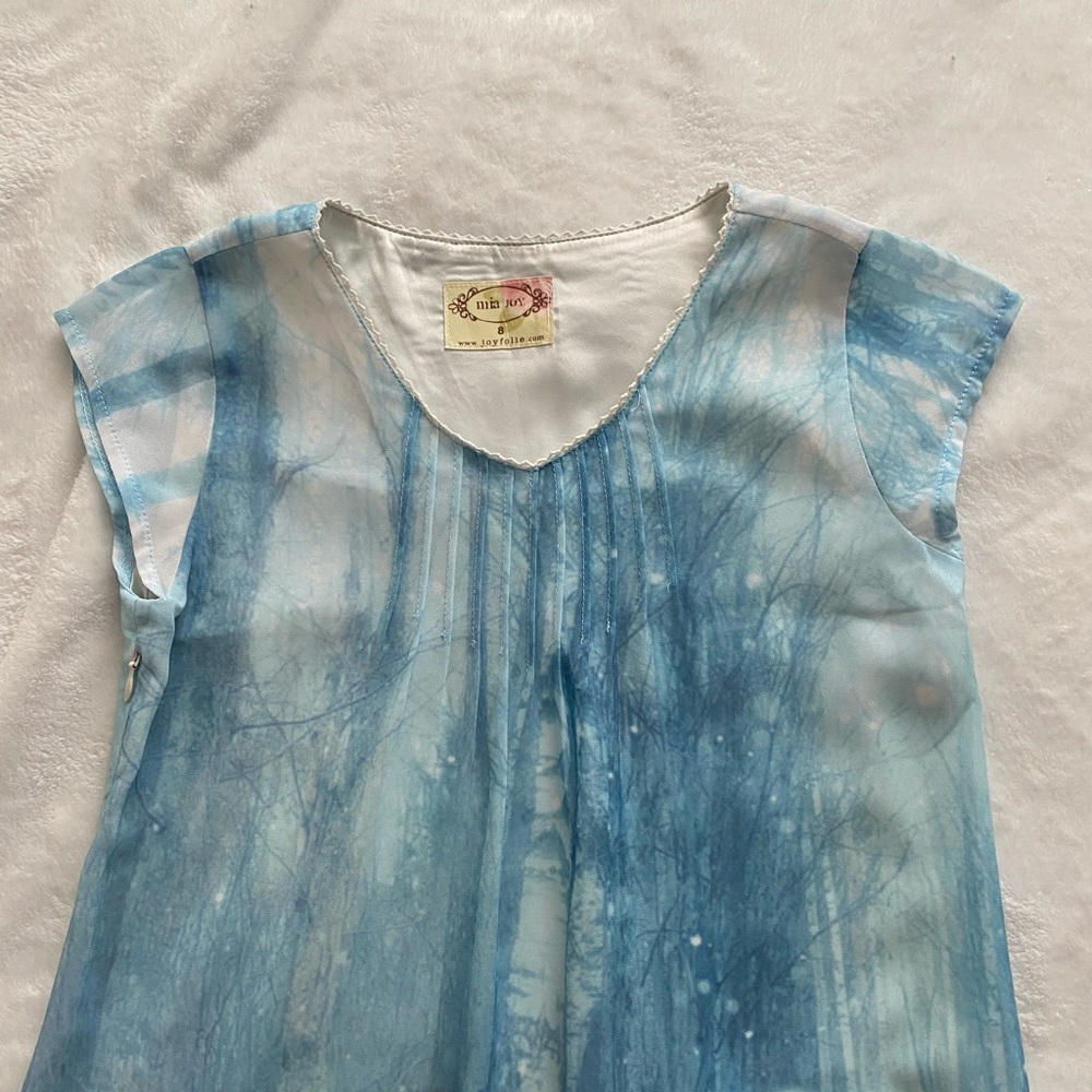 Joyfolie Blue Casual Dress with Cap Sleeves and V-Neck